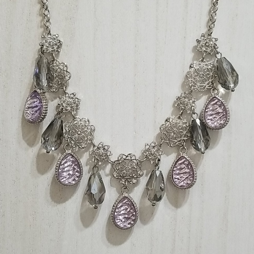 Silver and Purple Necklace